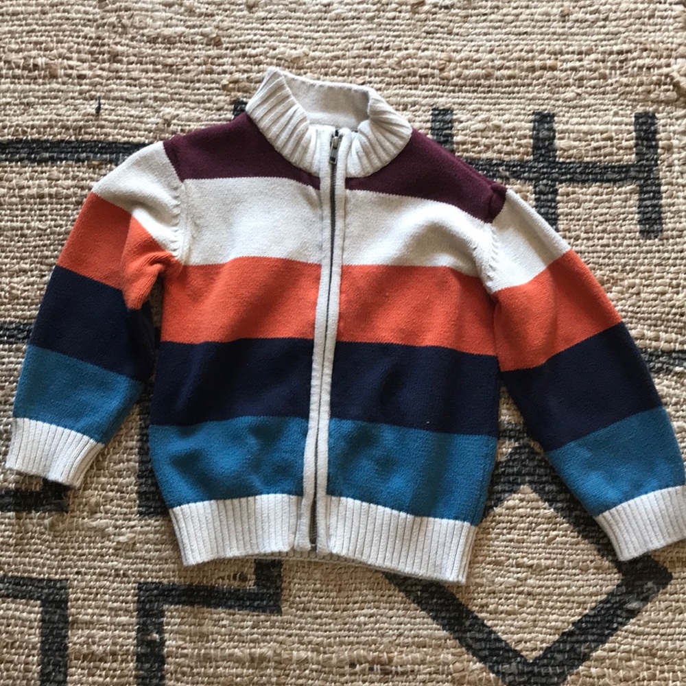 Gymboree Striped Elbow Patch Zip Sweater Cardigan